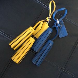 Coach leather tassels yellow and blue for purse